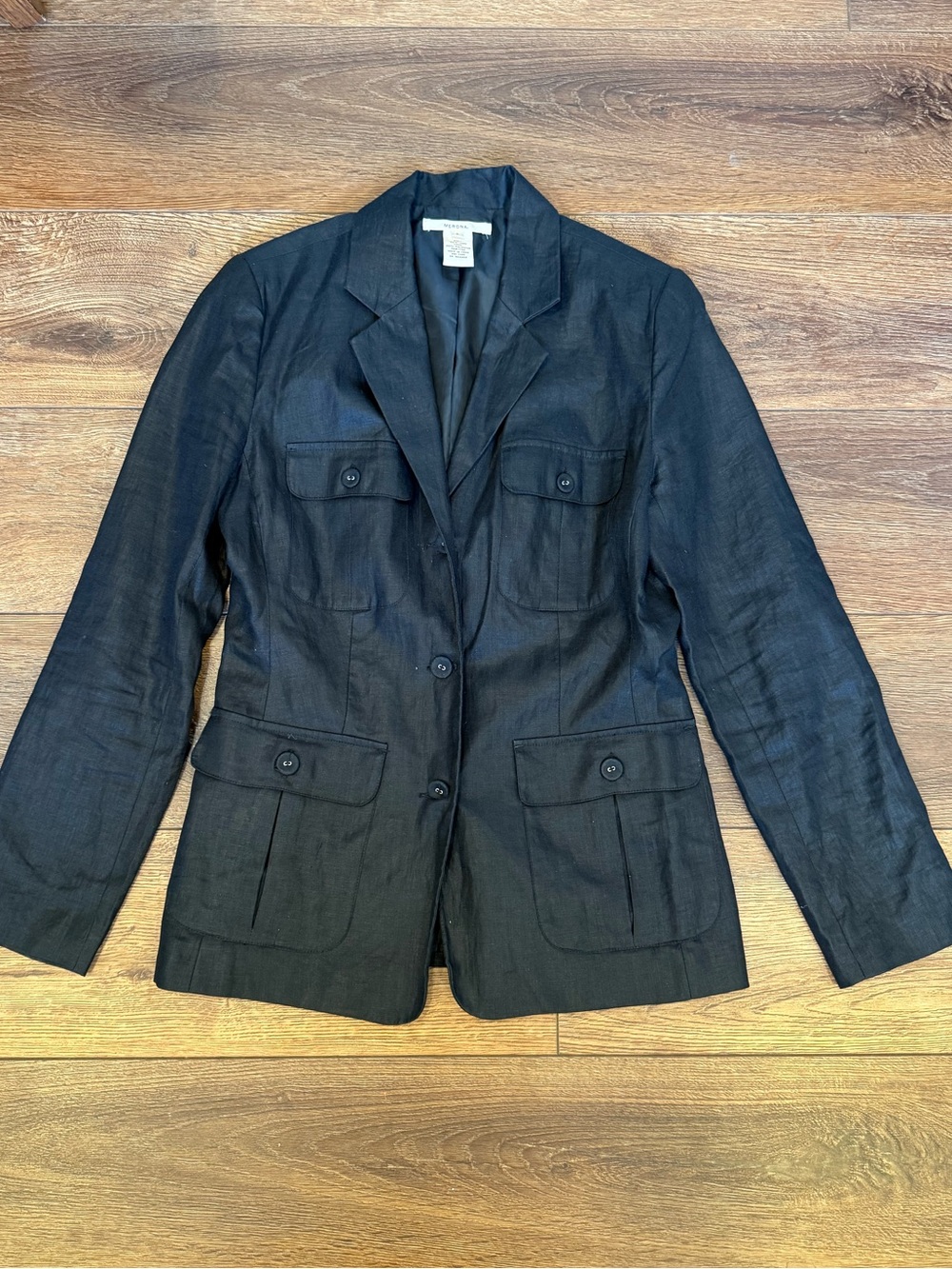 Merona Black Women's Tailored Blazer Linen Blend size small - Picture 1 of 5